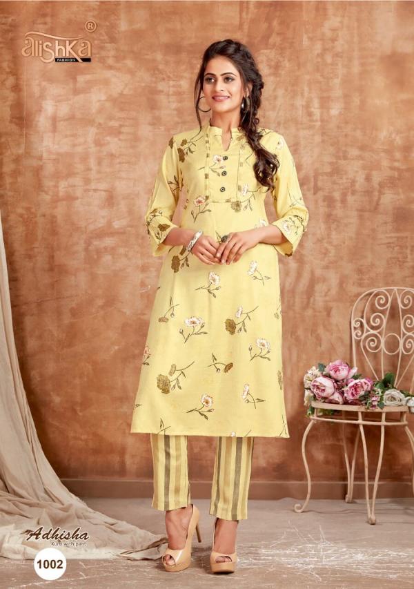 Alishka Adhisha Rayon Fancy Kurti With Pant Catalogue 